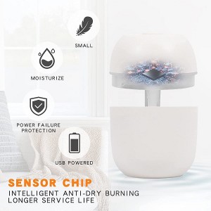 Small Cool Mist Humidifier, 220ml USB Personal Desktop Humidifier,Portable Mini Humidifier with Colored lights, Automatic shut-off function,Two Spray Modes, Super Quiet, White
