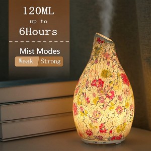 120ml Glass Vase Aromatherapy Ultrasonic Cool Mist Aroma Essential Oil Diffuser Whisper Quiet Humidifier Waterless Auto Shut-Off for Home Office Yoga SPA