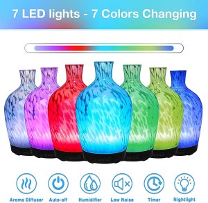 Art Glass Aromatherapy Ultrasonic Humidifier,7 Colors Changing LED