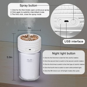 Small Humidifier,250ml Mini USB Personal Desktop Humidifiers,Night Light Function,2 Mist Modes Cool Mist Auto Shut-Off Air Humidifier,For Home Baby Bedroom Travel Office,Super Quiet