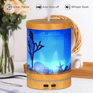 Essential Oil Diffuser, 120ml Ocean Theme Diffusers for Essential Oils Ultrasonic Aroma Diffuser Cool Mist Humidifier, Waterless Auto Shut-Off and 7 Color LED Lights Changing for Home