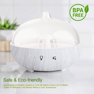 150 ml White Wood Grain Cool Mist Air Humidifier Ultrasonic Aroma Essential Oil Diffuser for Office, Home, Bedroom, Living Room, Study, Yoga, Spa; Glass with Multiple Lighting Options