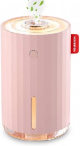 280ml Mini Humidifier for Office, Personal Humidifiers for Small Room, with Night Light, 2 Mist Modes, Whisper-Quiet, for BedroomOffice Car, Women Baby Kids -Pink