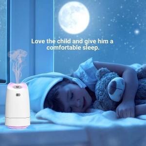 Getter USB Mini Humidifier, 280ml Portable Humidifier, 7-Color LED Night Light, Ultra-quiet,Automatic Shut-Off, for Home, Bedroom, Office, Baby room, Car (White)