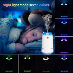 Getter USB Mini Humidifier, 280ml Portable Humidifier, 7-Color LED Night Light, Ultra-quiet,Automatic Shut-Off, for Home, Bedroom, Office, Baby room, Car (White)