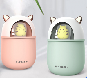 300ml Cute Space Mini Humidifier for Office, Personal Humidifiers for Small Room, with Night Light, 2 Mist Modes, Whisper-Quiet, for BedroomOffice Car, Women Baby Kids -Pink white, green white