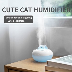 HKTOPCNE 300ml Mini Humidifier with Night Light for Kids Bedroom Cute for Home Car Ultrasonic Quiet USB Desk Humidifier with 7 Colors Light, Waterless Auto-Off, Safe BPA Free for Yoga Office
