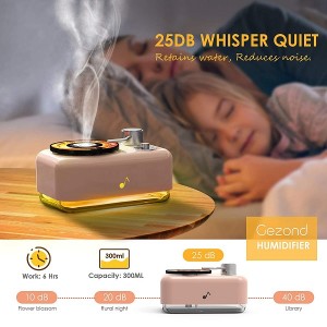Essential Oil Diffuser, 300ml Mini Cool Mist Aromatherapy Humidifier Colorful Record Player Style For Home