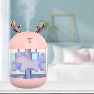 Getter Cool Moisture Humidifier with Adjustable Mist Mode, 7 Colors LED Light Changing, 300ml Water Tank Lasts Up to 10 Hours, Lovely Humidifier for Bedroom, Home, Office, Car