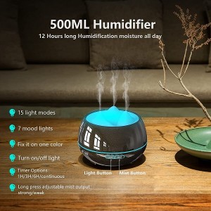 500ML Essential Oil Diffuser Aromatherapy Humidifier Wood Grain Color