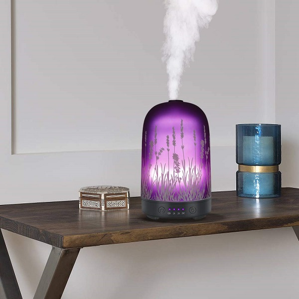 white)colorful Flame Air Aroma Diffuser Humidifier, Upgraded 7 Flame Color  Noiseless Essential Oil Diffuser For Home,office,yoga With Auto-off Protec
