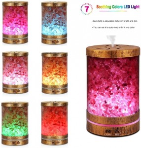Essential Oil Diffuser Humidifier,120ml Bronze Himalayan Salt Lamp Diffuser with 7 Color Lights, Ultrasonic Aromatherapy Diffuser Waterless Auto-Off & Reduce Noise Design for Baby Room