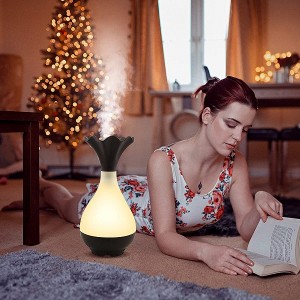 Ultrasonic Essential Oil Diffuser, Aromatherapy Diffuser Cool Mist Humidifier | Waterless Auto Shut-Off – Essential Oil Diffuser for Bedroom with LED Night Lights