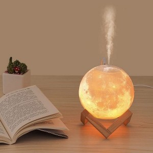 Wireless Humidifier 3D Moonlight Humidifier with LED 3 Color Night Light USB Aromatherapy Diffuser Branch Stand Desk Humidifier