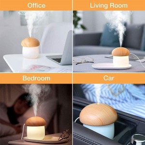 Mini Portable USB Humidifier, 250ml Small Personal Travel Humidifier, Essential Oil Diffuser with Night Light
