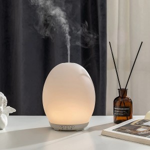 Essential Oil Diffuser, 250 ml Glass Aroma Diffuser, Aromatherapy Diffuser with Timers Mode, Cool Mist Humidifier with Waterless Auto Shut-Off Protection for Home Office Room, Dome Egg Oval Shape
