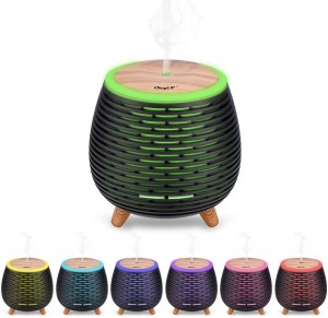 Aromatherapy Essential Oil Wooden Grain Diffuser with Auto Shut-Off Function | Cool Mist Humidifier for Yoga Spa Office Bedroom Home | 120ml (White)