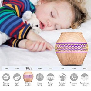120ML Aroma Essential Oil Diffuser Ultrasonic Aromatherapy Diffuser Cool Mist Humidifier Whisper Quiet – 7 Color Changing Lights for Car Home Office Bedroom (Wood Grain)
