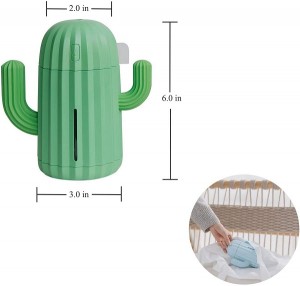 Mini Humidifier Single Room Humidifiers with Night Light Portable Cactus Air humidifier for for Yoga, Office, spa, Bedroom，Baby Room，Silica Gel Diffuser for tap Water only