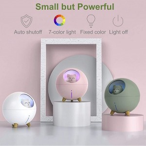 Upgraded Ultrasonic Ultra-Quiet USB Cute Cool Mist Mini Humidifier, for Kids Baby Nursery Bedroom, 7-Color Lights 2 Mist Mode Auto Shutoff Whisper Silent Small Cute Humidifier (220ml, White)