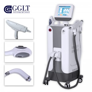China Wholesale Non-Invasive Hair Removal Factory –  Multifunctional 3 Handles Nd Yag Laser IPL OPT SHR RF beauty machine – GGLT