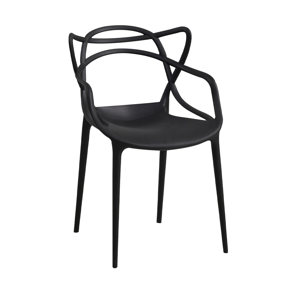 Creative Design High Quality Modern Stackable PP Dining Chair Black White Plastic Chair With Armrest Featured Image