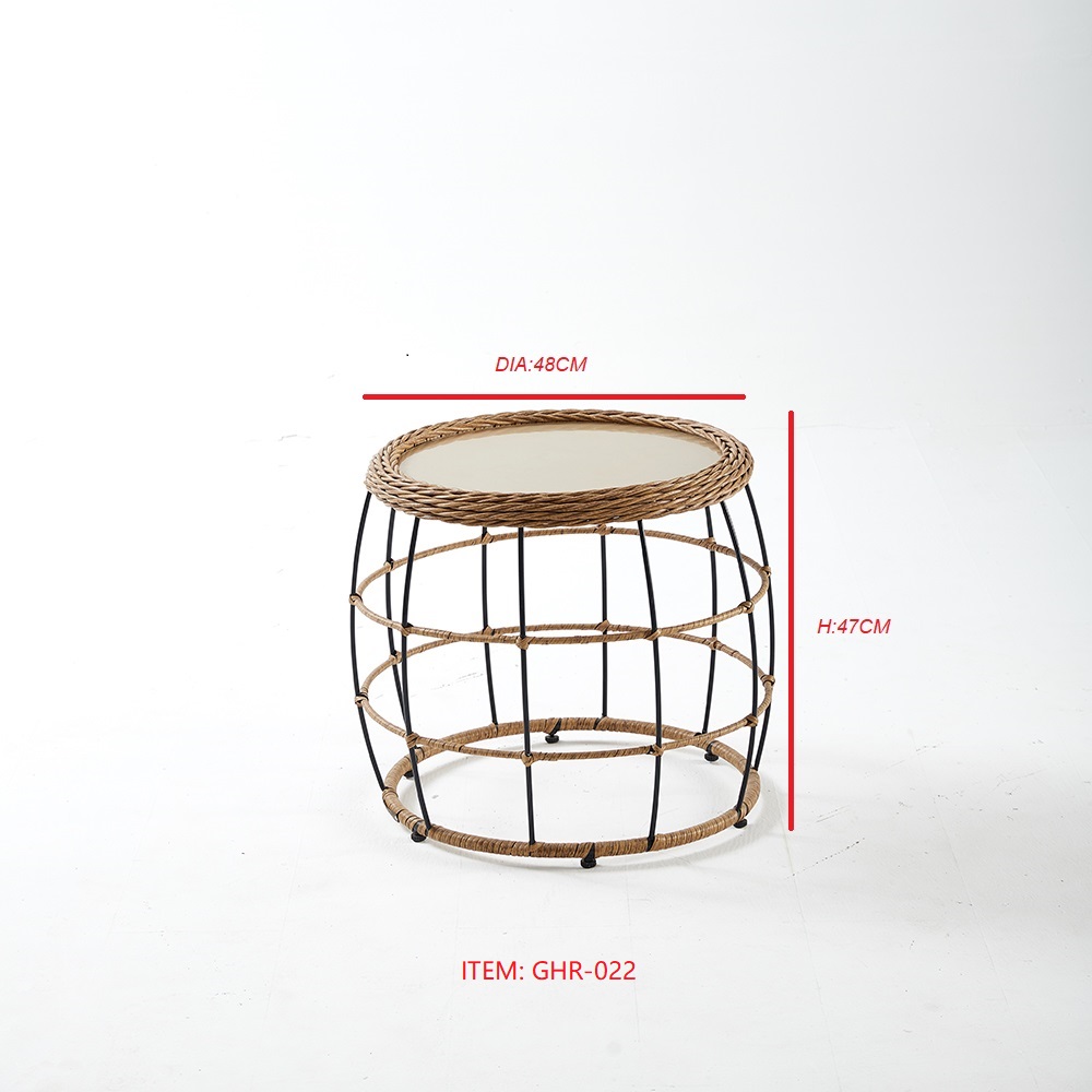 High Quality Vintage Natural Rattan Beach Bamboo Coffee Table Round Bamboo Wine Side Table