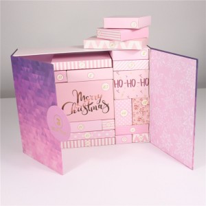 Caja de regalo con calendario navideño rosa de 25 días