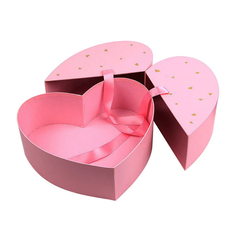 Double open heart shape cosmetic box