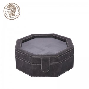 Luxury Octangle Large Leather Drawer Lock Watches Storage Case Box