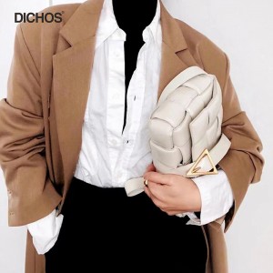 High-end delicate soft leather woven one-shoulder messenger bag