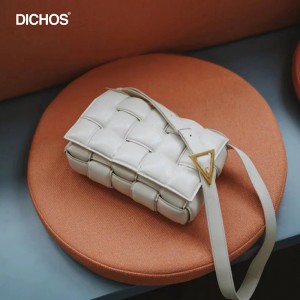 High-end delicate soft leather woven one-shoulder messenger bag