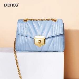Women’s leather embroidery diagonal chain bag