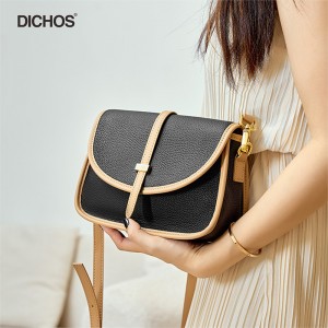 Leather diagonal one shoulder small square bag