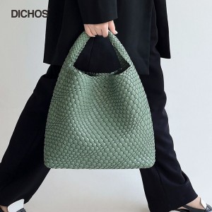 Soft Leather Knotted Woven Handbag For Women