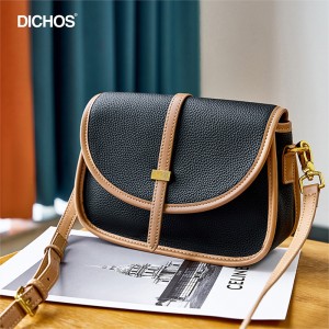 Leather diagonal one shoulder small square bag
