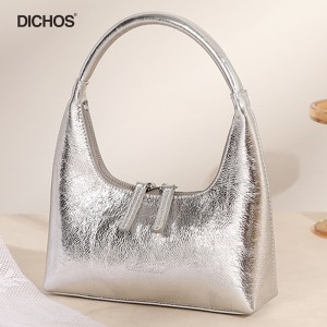 Silver Ladies Leather Tote Baguette Bag