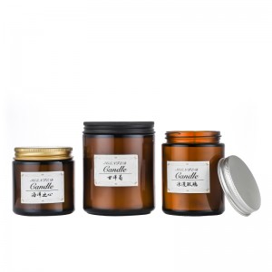 Amber custom sealed glass candle jars