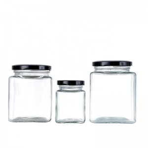 Square shape glass jam honey jars manufacturer