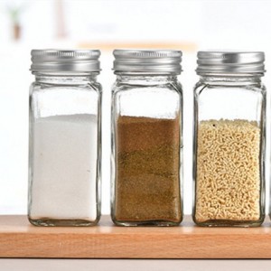 Factory making Frosted Candle Jars With Wooden Lids Wholesale - design square glass spice bottles wholesale Cui Can Glass