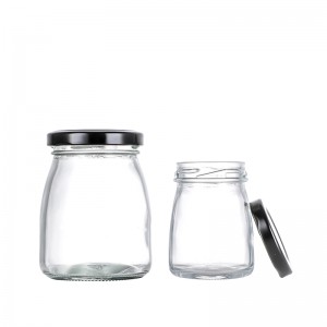 100ml Clear Glass Bottles with Pretty Black Lids Small Glass Jars for Yogurt Pudding