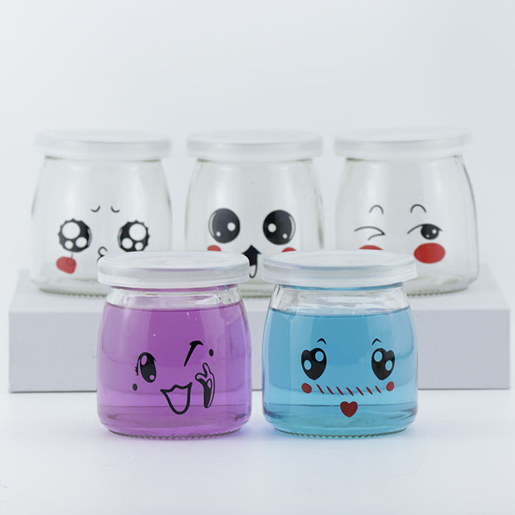 Clear 6 OZ Glass Yogurt Pudding Jars With Multiple Expression Patterns Featured Image