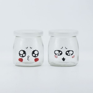 Clear 6 OZ Glass Yogurt Pudding Jars With Multiple Expression Patterns