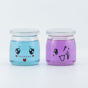 Clear 6 OZ Glass Yogurt Pudding Jars With Multiple Expression Patterns