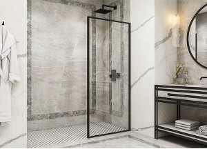 Frameless shower door and shower glass panel