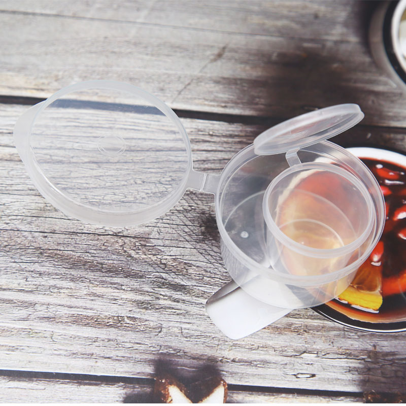 PP Plastic Sauce Cup with Hinged Lid