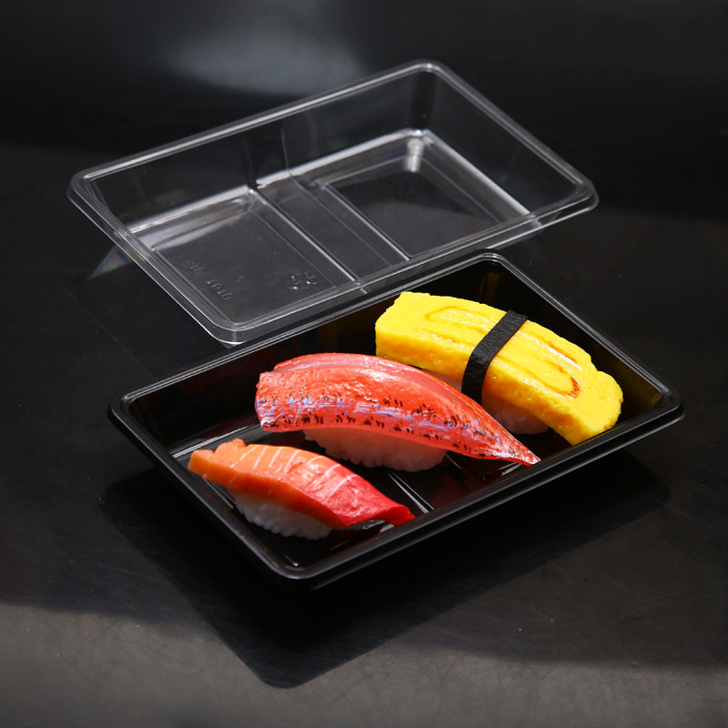 Disposable plastic blister display sushi food tray