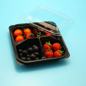 4 compartments plastic blister PET food storage container for fruit