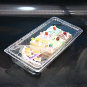 rectangle clear display plastic cake container with lid