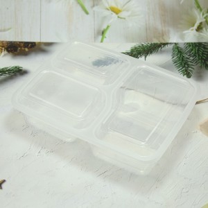 Disposable plastic fast food PP 3 compartments container